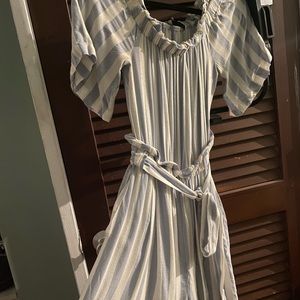 Off the shoulder striped jumpsuit